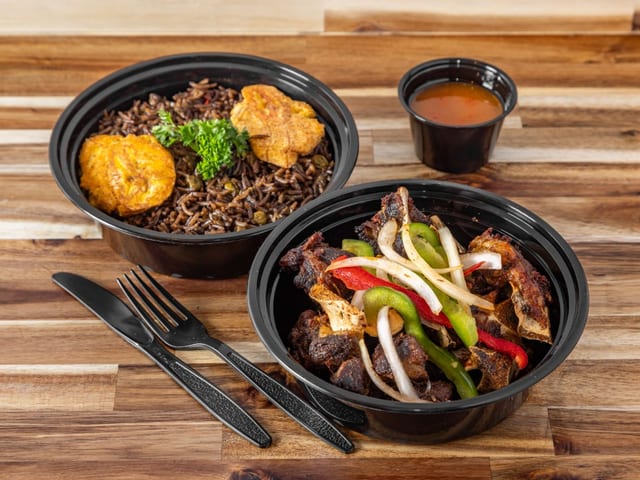 Black Rice with Fried Goat